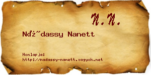 Nádassy Nanett névjegykártya